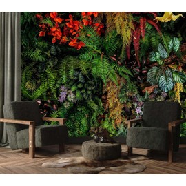 Jdayda Green Leaf Wallpaper Mural Tropical Botanical Leaves Wall Murals for Bedroom Living Room (Not Self-Adhesive)