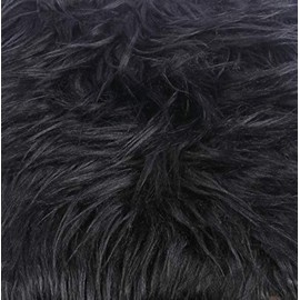 YYCRAFT Long Pile Faux Fur Fabric Squares CutsPatches Costume Camera Floor & Decoration,12" X 12" (One Pack,Black)
