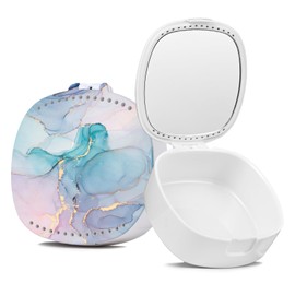 TIHYWR Retainer Case,Mouth Guard Case,Denture Case,Orthodontic Aligner Case With Mirror and Ventilation Holes Night Guard Case,Blue Marble