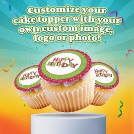 Custom Cupcake Topper: Create Your Special Event with Custom Edible Image Toppers - Upload Photos for Unique, Stylish Designs on Rectangular, Round Cakes and Cupcake - 3.25" Cupcake - 6 Pieces/Sheet