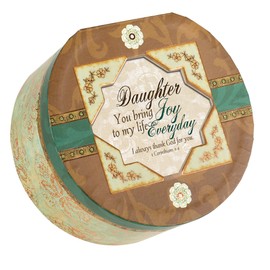 Cottage Garden Daughter Belle Papier Round Musical Jewelry Box with Elegance Finish Plays Amazing Grace