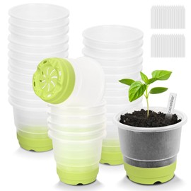 Clear Nursery Pots for Plants,30 Packs 4 inch Plastic Plant Pot Seedling Pots with Drainage Holes Silicone Base