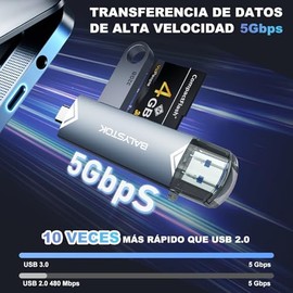 Lector de Tarjetas SD USB C y USB A, Adaptador SD a USB 3.0 5Gbps, SD Card Reader Compatible con Micro SD/TF, OTG para Celular, Tablet y PC, Portátil 
