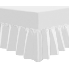 Luxury Extra Deep Frilled Valance Fitted Sheets in 14 Colours (Single, White)