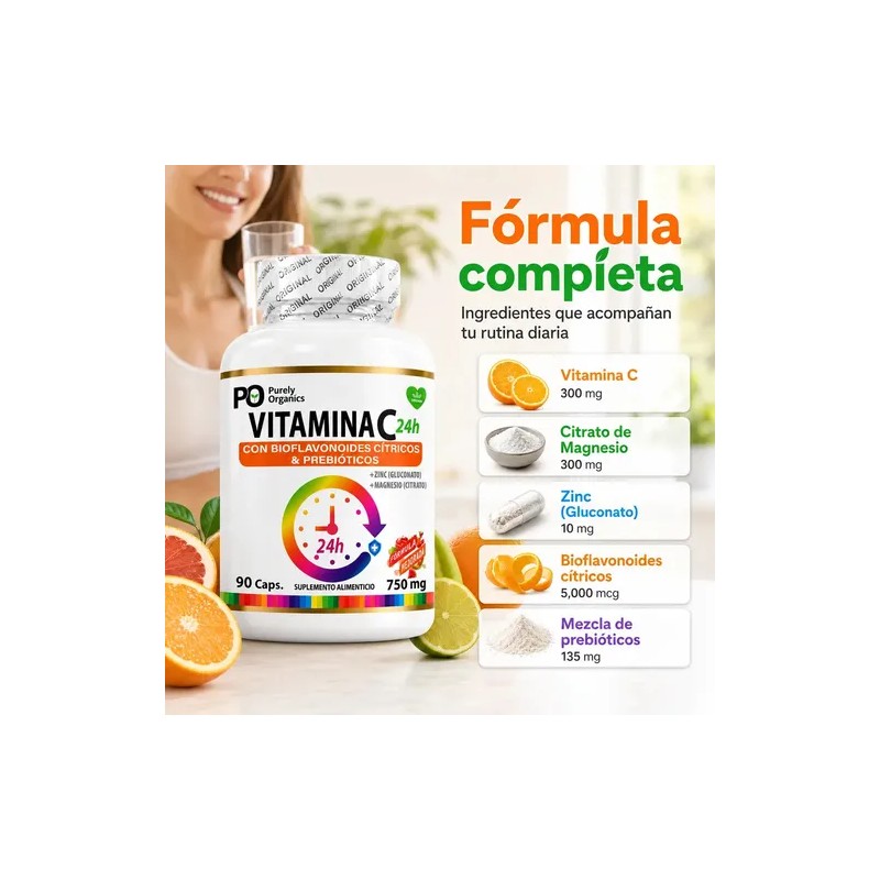 Vitamina C24h De Liberación Prolongada | 90 Cápsulas | Purely