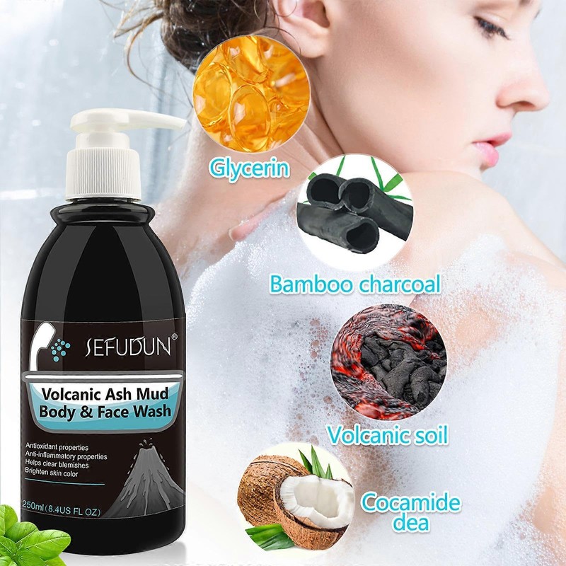 Volcanic Ash Mud Body & Face Wash, 250ml, Antioxidant and