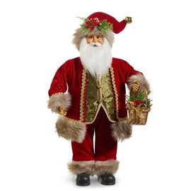 Raz Imports Country Santa with Basket, 18-inch Height, Tabletop, Home Décor