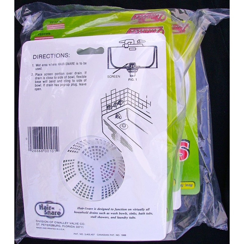 O'Malley Hair Snare Drain Cover Universal - White (2 Pack)