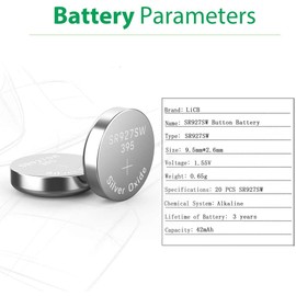 LiCB 20 Pack SR927SW 395 399 AG7 Battery 1.5V Watch Batteries