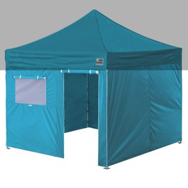 Eurmax USA Full Zippered Walls for 10 x 10 Easy Pop Up Canopy Tent,Enclosure Sidewall Kit with Roller Up Mesh Window and Door 4 Walls ONLY,NOT Including Frame and Top (Turquoise)