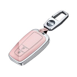 ontto PC Car Key fob Cover Fit for Toyota 2020-2022 Highlander Corolla Prius 2018-2024 RAV4 Camry C-HR Avalon GT86 keyring remote Key shell case bag keychain auto styling accessories 2 buttons Pink