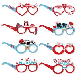 8 Pieces Nerve Glasses Nurse Graduation Party Decorations RN Congratulations Graduated Glasses for Nurse 2024 Graduation Care Festival Party Decorations Photo Prop Supplies