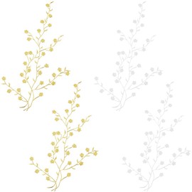 CRASPIRE 4Pcs Plum Plossom Applique Silver Golden Sew Iron on Floral Embroidery Patches for Clothes Repairing Embellishments Trim Wedding Dress Fabric Sticker Embroidered Cloth Patches Polyster