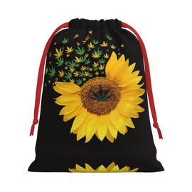 AMAZWI Weed With Sunflower Drawstring Gift Bag Christmas Present Bag Gift Wrapping Bags For Birthday Christmas New Year Party