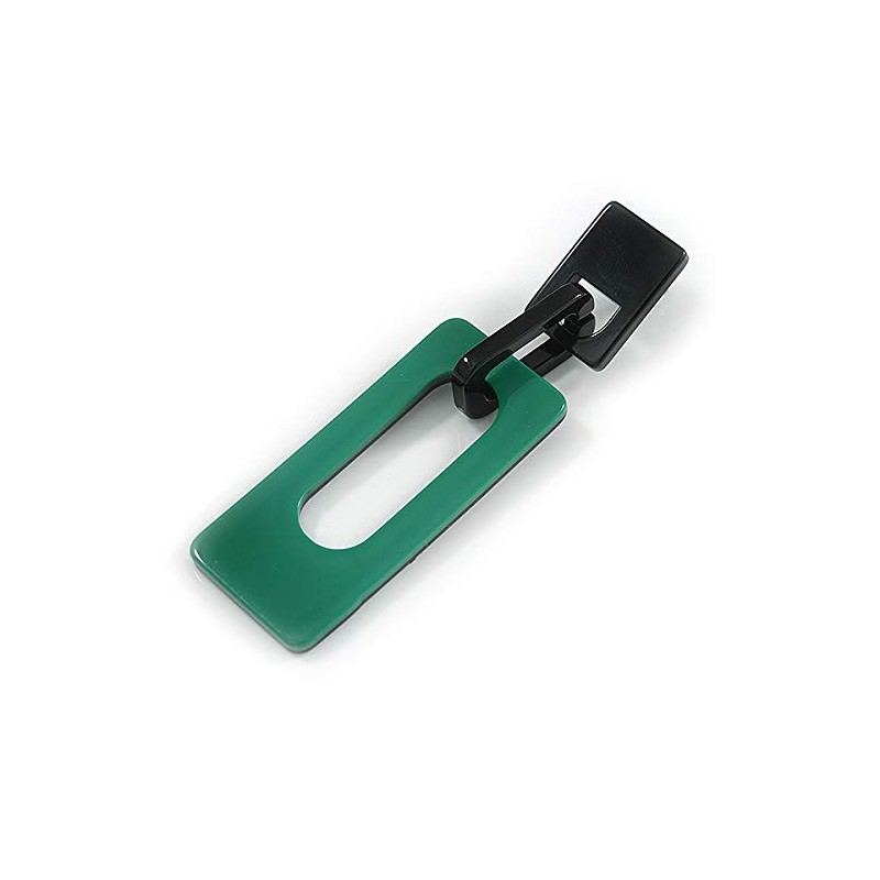 Statement Green/Black Square Acrylic Drop Earrings - 90mm Long