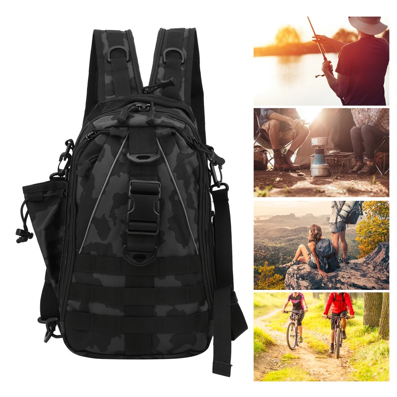 Backpack Knapsack Shoulder Messenger Bag Fishing Mountaineering Outdoor Lure Bagblack