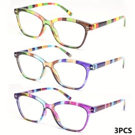 Fashionable Simple Style Reading Glasses, Lightweight and Durable Reading Glasses, Portable Reading Eyeglasses for Men and Women:_Multicolor_+3.00