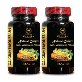 OLANTA TRADE SOLUTION Calcium Magnesium Supplement - Magnesium, Gluten-Free Supplement for Bone, Calcium & Magnesium Citrate Powder with Vitamin D3, Supports Bone - 2 Bottles 240 Capsules