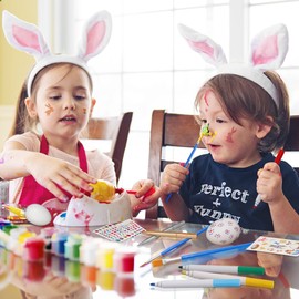 LessMo LessMo Easter Egg Decorating Kit, 36Pcs White Plastic Eggs with Dye Kit, Easter Tree Ornaments, Stickers for Kids, Hanging Plastic Eggs with Rope for Easter Decoration, Easter Egg Hunts