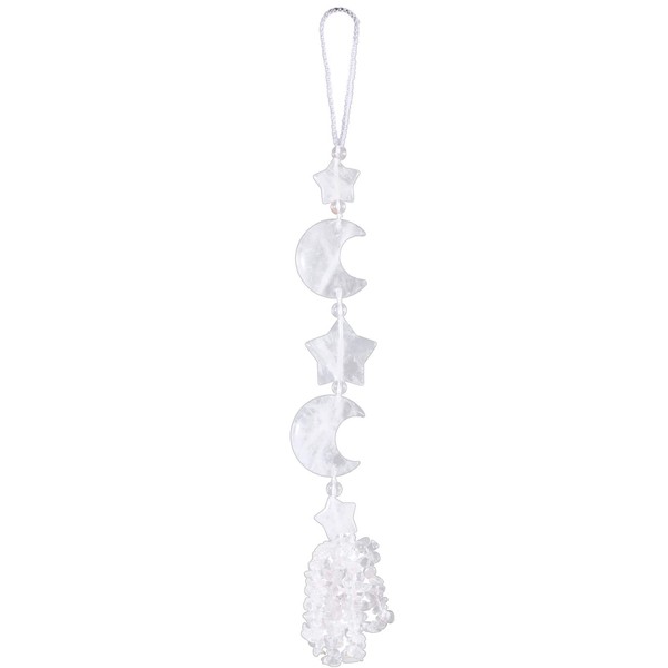 mookaitedecor Rock Crystal Moon & Star Hanging Ornament with Chip