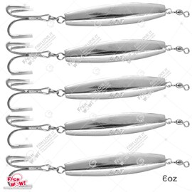 Fish WOW! 5pcs 6oz Diamond Jigs Chrome Silver jig with a Treble Hook
