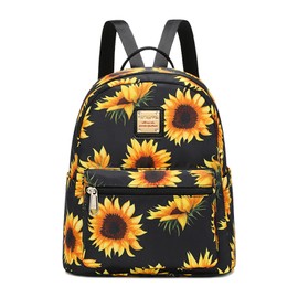 Cusangel Cute Cow Backpack for Women, Girls and Teens, Cow Print Fashion Leisure Backpack with Zipper, White, Yellow (sunflower)