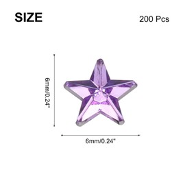 MECCANIXITY 200PCS Acrylic Star Rhinestone 6x6mm Flat Back Plastic Gems Jewelry Stickers for Craft Bead Face Painting Costume Jewelry Making, Light Purple