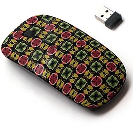 2.4G Wireless Mouse with Cute Pattern Design for All Laptops and Desktops with Nano Receiver - Geometric Texture bohochic Fashion Abstract