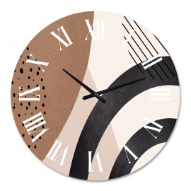 Designart 'Abstract Shapes in Terracotta and Ivory Shapes III' Modern wall clock - 36 in. high, 36 In. Wide