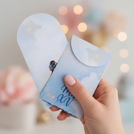 Sobres De Dinero, Decorados, Pequeños, Xv Años, Tono Azul Azul Claro Niña Con Moño