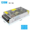 inShareplus 12V Power Supply 10A 120W, DC Universal Regulated Switching