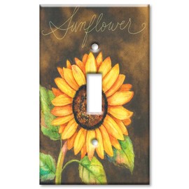 Art Plates - Single Gang Toggle OVERSIZE Switch Plate/OVER SIZE Wall Plate - Sunflower
