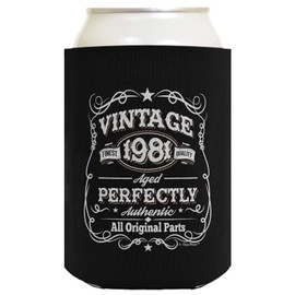 Age 40 Birthday Gifts Vintage 1982 All Original Parts 48-pack Can Coolie Drink Coolers Coolies Black