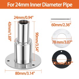 Straight Thru Hull Exhaust Skin Fitting 24mm Tube Pipe Socket Hardware, for Diesel Parking Heaters Stainless Steel 316