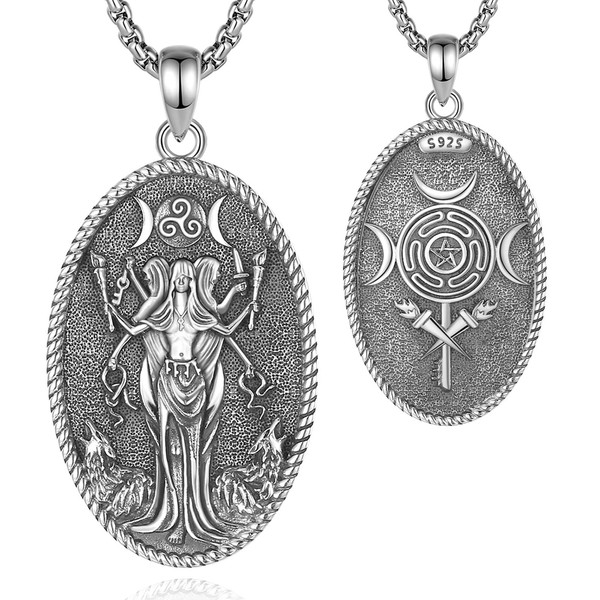 CELESTIA Hecate Necklace Womens 925 Sterling Silver Pendant Adjustable Stainless