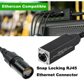 4 Channel Audio Snake, 3 Pin XLR Extender, DMX512 XLR Male/Female to Ethercon RJ45 Over Cat5/6/6e Ethernet Extender for Live Stage Sound Lighting Audio Recording, 2ft Breakout Cable