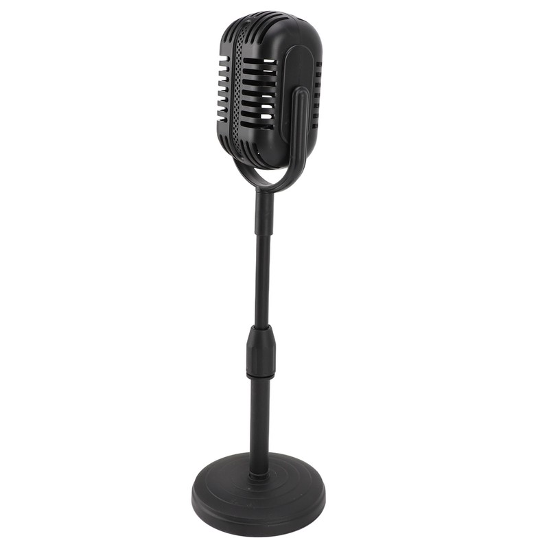 Antique Microphone Decor with Stand Black Realistic Lightweight Retro Microphone