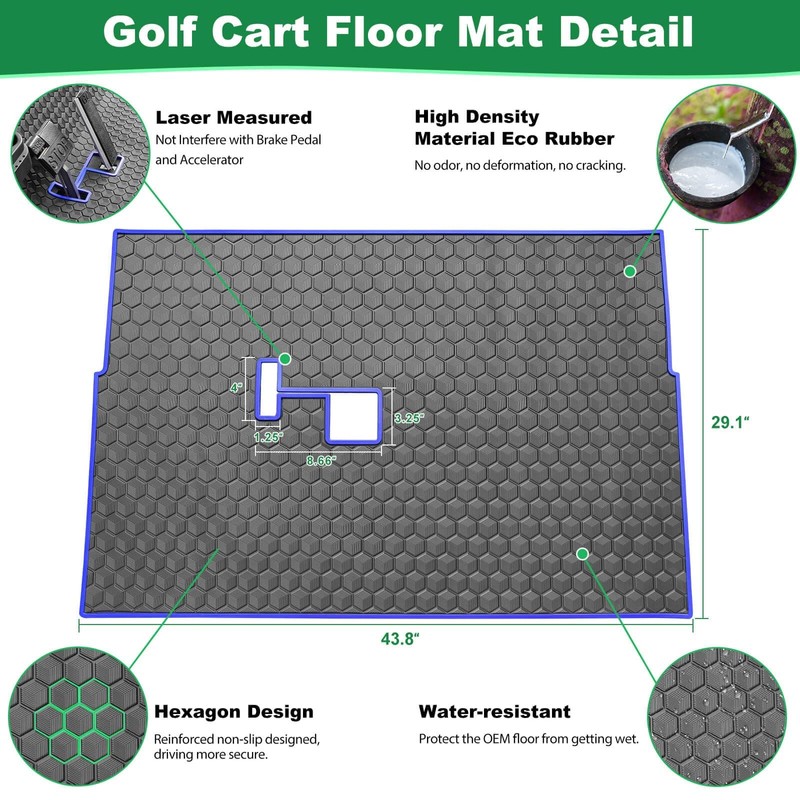 Club Car DS Floor Mat, Upgraded Non-Slip Full Coverage Golf