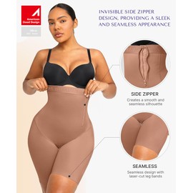 SHAPELLX Shapewear Shorts Body Shaper Tummy Control High Waisted Body Shaper Shorts Shapewear for Women Tummy Control Slip Shorts Butt Lifting Shapewear Higher Power Shorts (Light Brown, Large)
