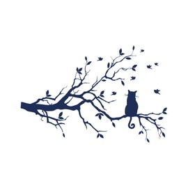 Tattwo.me 2 Week Waterproof Temporary Plant Tattoos - Cat on a Branch - EU Compliance - Vegetable Ink - Tattoo Pad Size: 9 x 9 cm (M0207)