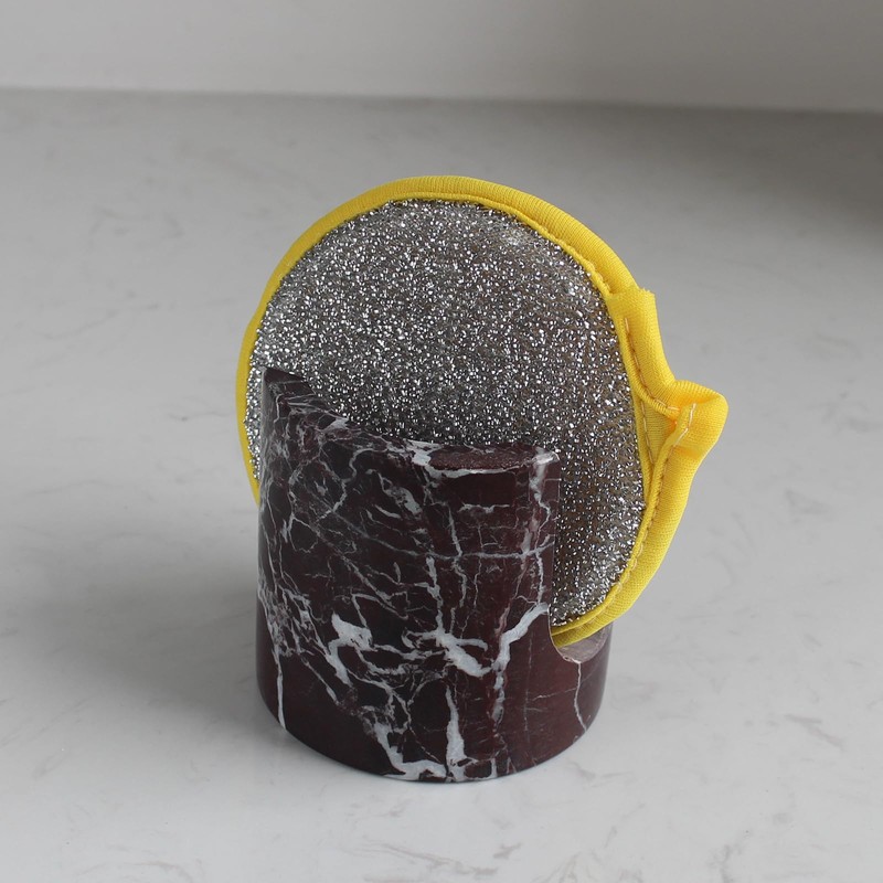 Natural Rosa Levanto Marble Sponge Holder for Kitchen Counter, Drying