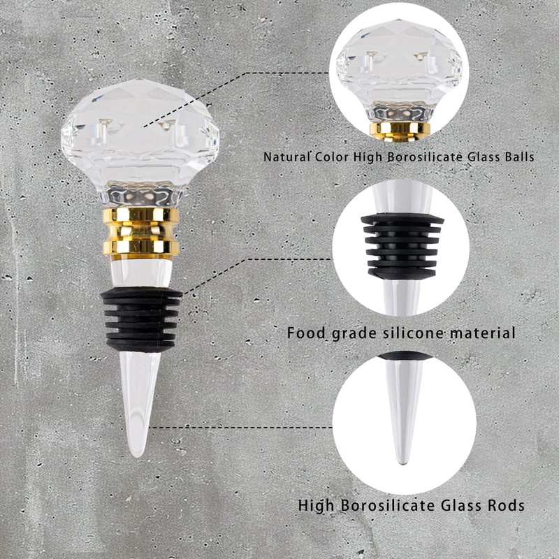 Crystal Diamond Wine Stopper Set of 2 - Elegant Glass
