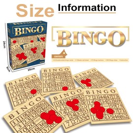 BCHKO 1 Box mit 60 Bingokarten, Bingo-Spielchips, Spielbrett, 1–75 Zufallszahlen-Bingokarten für Spiele für Erwachsene und Kinder