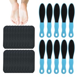 10 stück Hornhauthobel Doppelseitige Fußfeile Hochwirksame Hornhautfeile, Hornhautraspel Fuß für verhärtete oder trockene Haut zur Entfernung abgestorbener Haut mit 20 stück Schleifpapier (Blau)