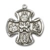 Bliss Sterling Silver 5-Way Christian Catholic Medal Pendant Necklace 24"