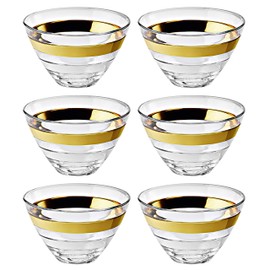 Barski - European Glass - Small Fruit/Nut/Dessert Bowl - With Gold Band - 5.5" Diameter - Set of 6 - Made in Europe