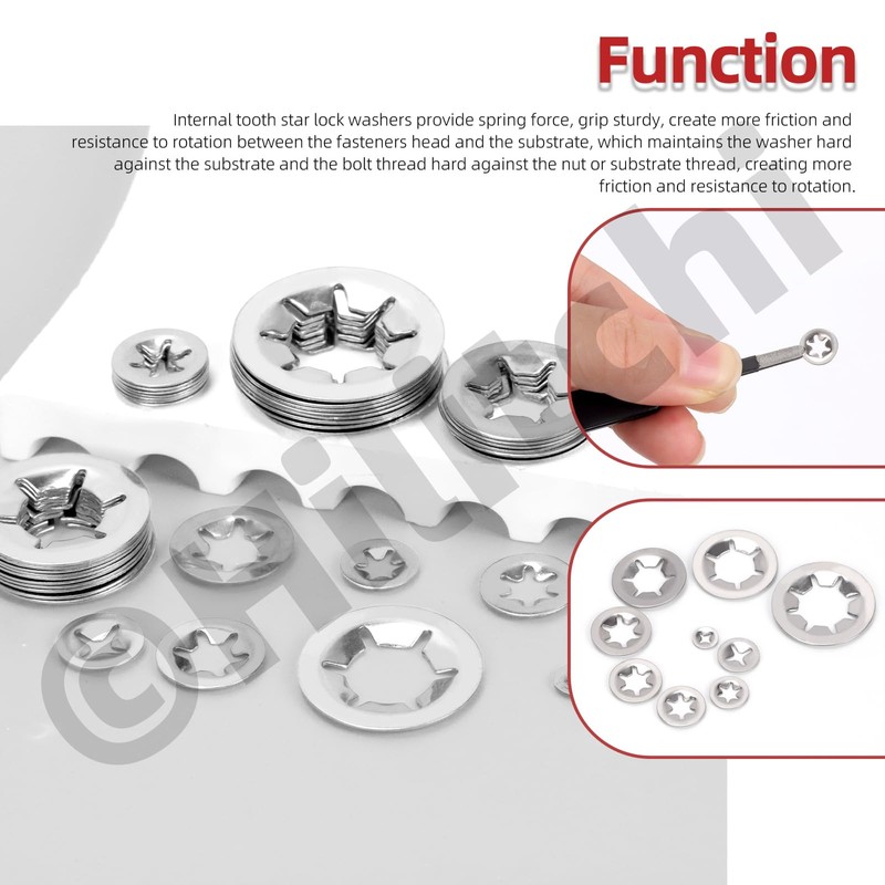 Hilitchi 211Pcs 9 Sizes Internal Tooth Star Lock Washers Assortment