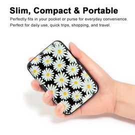 Kaabao Credit Card Holder, Metal Card Wallet RFID Blocking Mini Slim Aluminum Business Hard Card Case for Women Men, Daisy, small, Slim Wallet