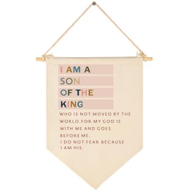 I Am A Son Of the King-Inspirational Flag Sign Gift for Baby Newborn Boys Kids-Encourage Banner Wall Decor Gift for Nursery Bedroom Playroom Front Door-Baby Gift Shower-New Home Christmas Gift