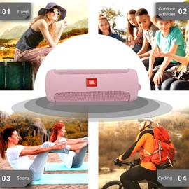 LTGEM - Funda de viaje de silicona para JBL FLIP 5 impermeable portátil Bluetooth con mosquetón adicional, color rosa